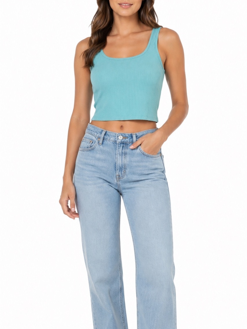 Tilly's Size XS Blue Ribbed Crop Top